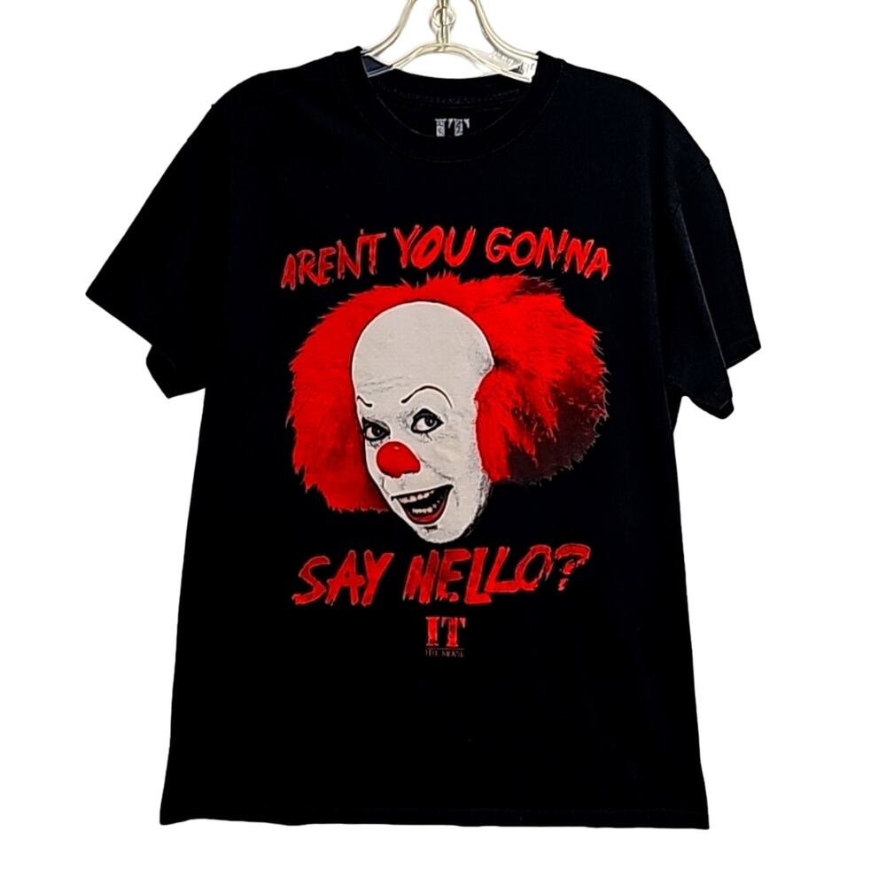 Warner Bros. IT the Movie Unisex Black T-Shirt "Aren't You Gonna Say Hello" Sz M